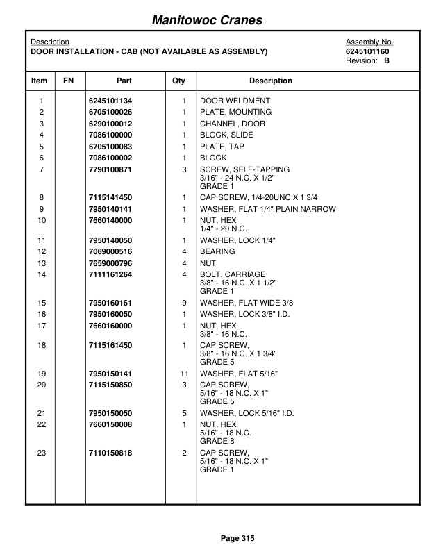 Grove RT880E Crane Parts Manual 228139 2010 2 Grove RT880E Crane Parts Manual 228139 2010-2