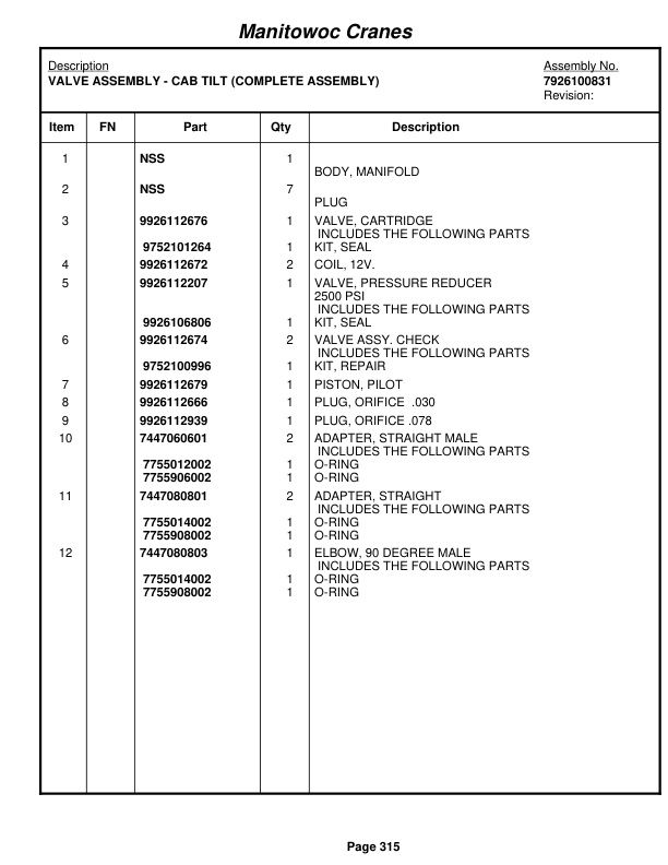 Grove RT880E Crane Parts Manual 230153 2009 2 Grove RT880E Crane Parts Manual 230153 2009-2