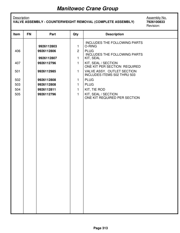Grove RT880E Crane Parts Manual 230655 2009 2 Grove RT880E Crane Parts Manual 230655 2009-2
