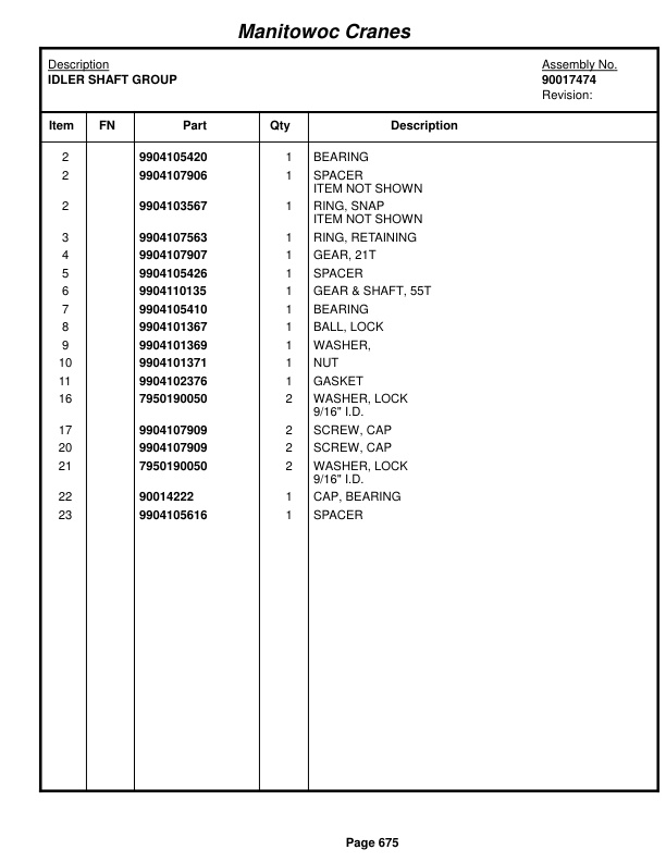 Grove RT880E Crane Parts Manual 234911 2014-3