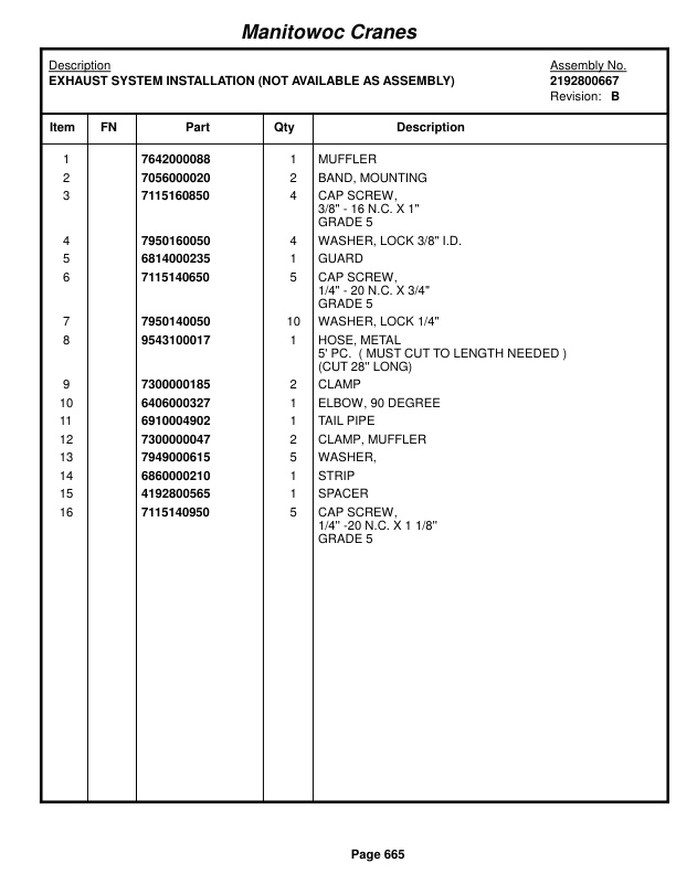 Grove RT890 Crane Parts Manual 222047 2014-3
