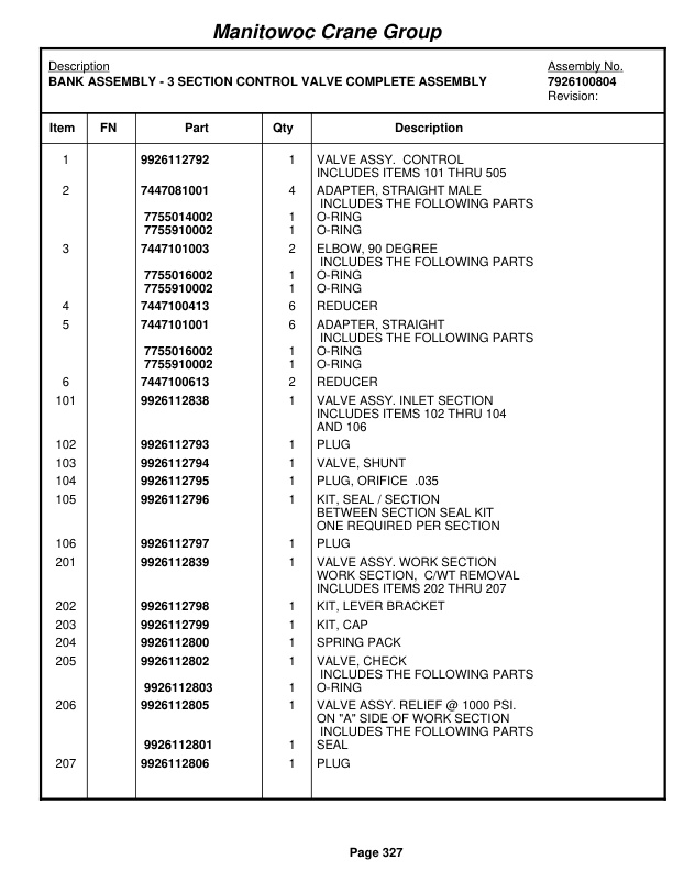 Grove RT890E Crane Parts Manual 223699 2005-2