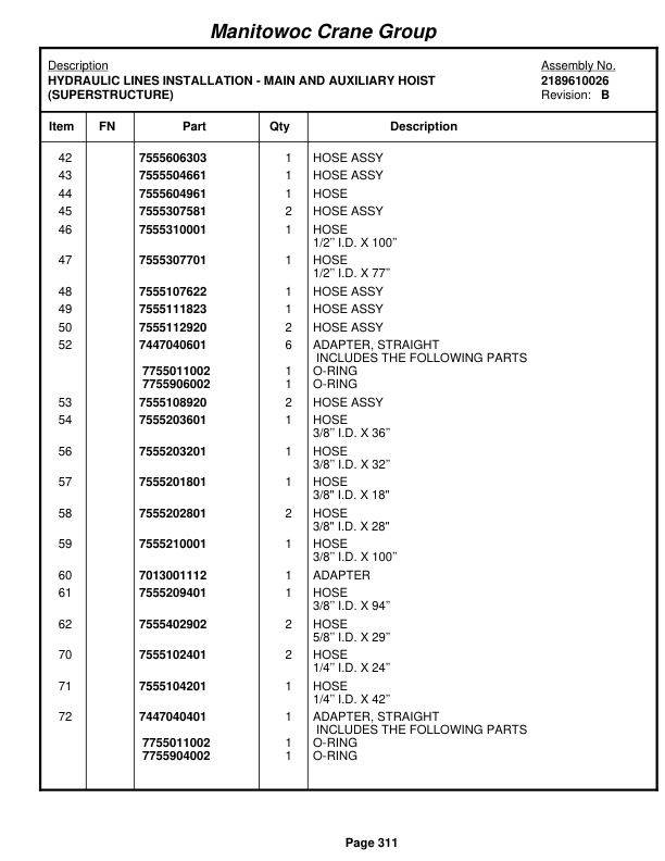 Grove RT890E Crane Parts Manual 223986 2004-2