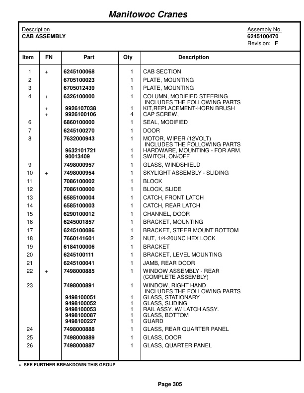 Grove RT890E Crane Parts Manual 224427 2016-2