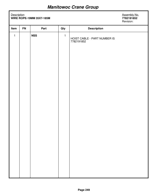 Grove RT890E Crane Parts Manual 225274 2006-2