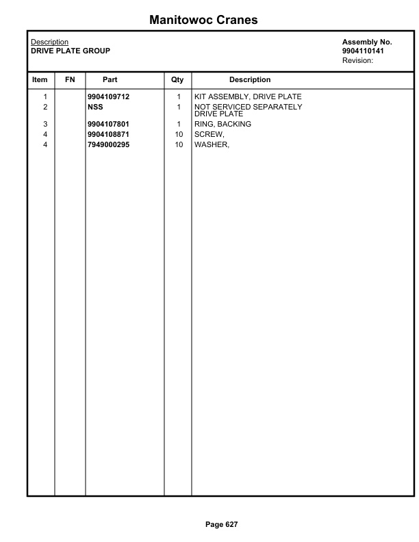 Grove RT890E Crane Parts Manual 226875 2019-3
