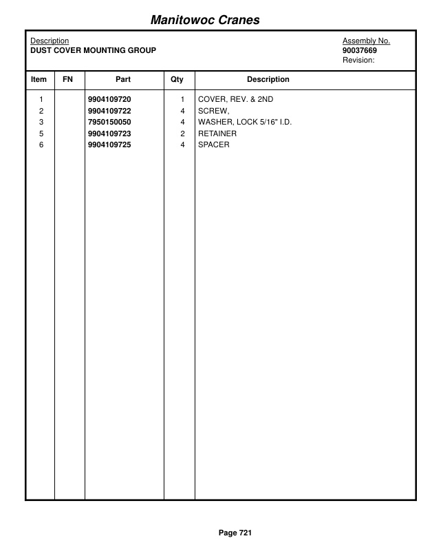 Grove RT890E Crane Parts Manual 231556 2016-3