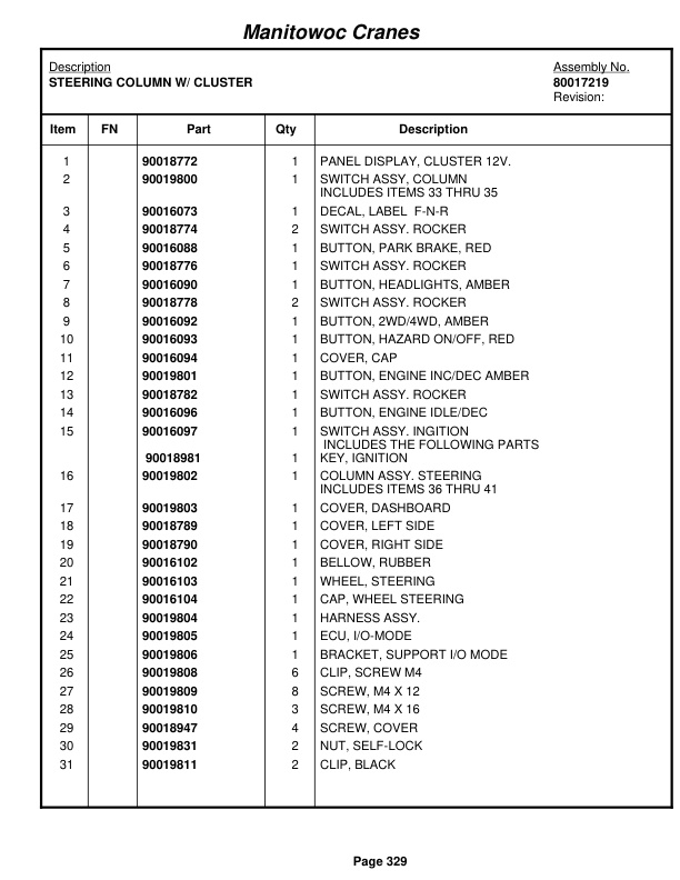 Grove RT890E Crane Parts Manual 231561 2011-2