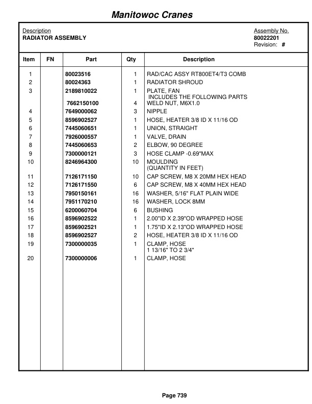 Grove RT890E Crane Parts Manual 231759 2011-3