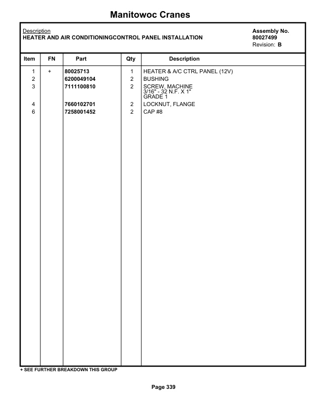 Grove RT890E Crane Parts Manual 231904 2019-2