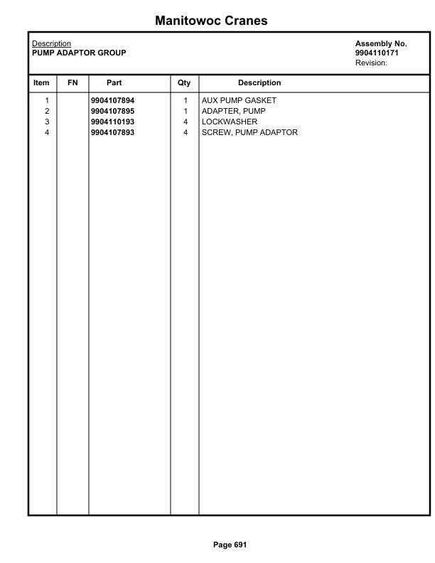 Grove RT890E Crane Parts Manual 231904 2019-3