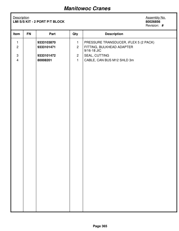 Grove RT890E Crane Parts Manual 232293 2012-2