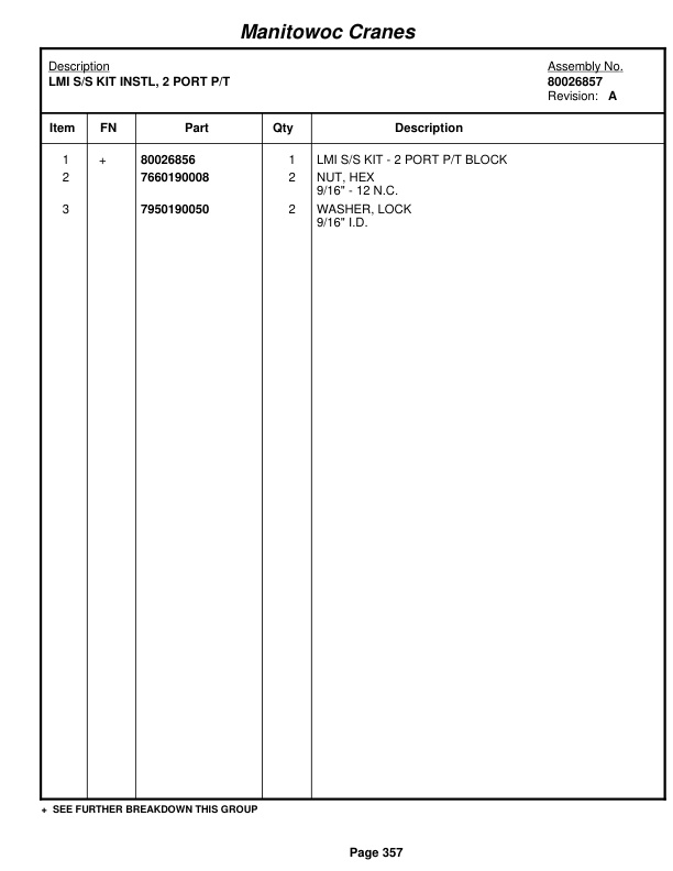 Grove RT890E Crane Parts Manual 232334 2011-2