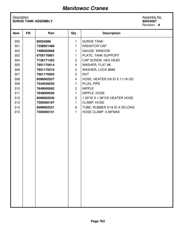 Grove RT890E Crane Parts Manual 232367 2012-3