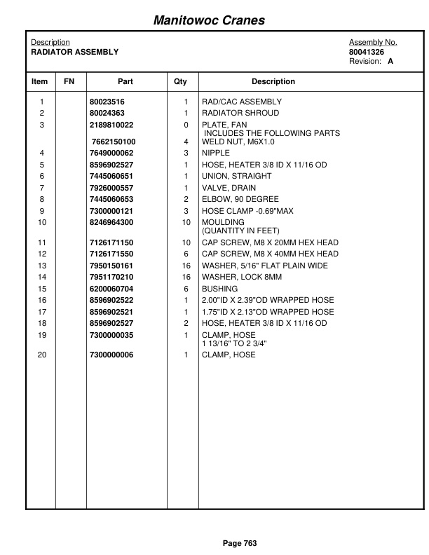 Grove RT890E Crane Parts Manual 232467 2012-3