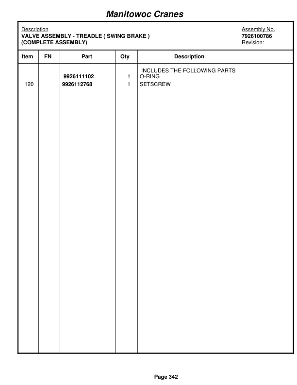 Grove RT890E Crane Parts Manual 232927 2012-2