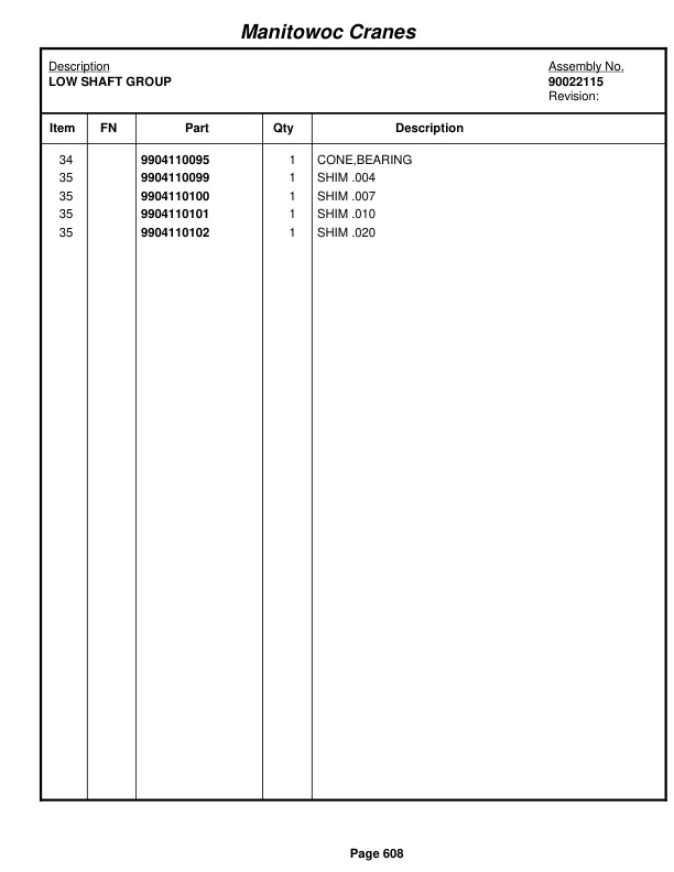 Grove RT890E Crane Parts Manual 233005 2012-3