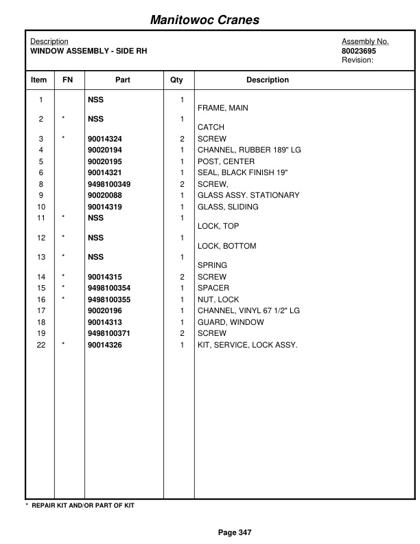 Grove RT890E Crane Parts Manual 233150 2012-2