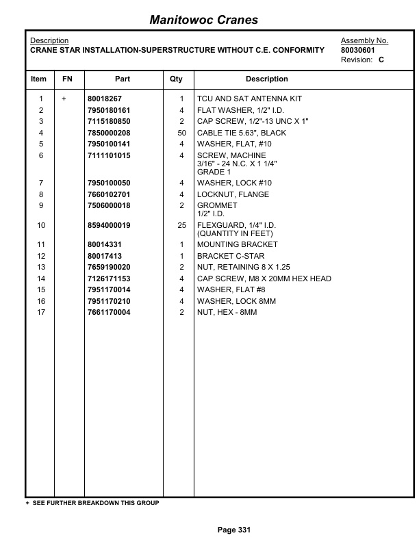 Grove RT890E Crane Parts Manual 233613 2013-2