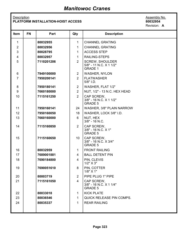 Grove RT890E Crane Parts Manual 233809 2013 2 Grove RT890E Crane Parts Manual 233809 2013-2