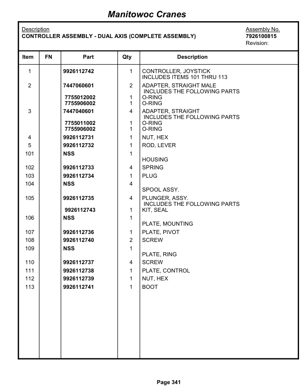Grove RT890E Crane Parts Manual 233836 2013 2 Grove RT890E Crane Parts Manual 233836 2013-2
