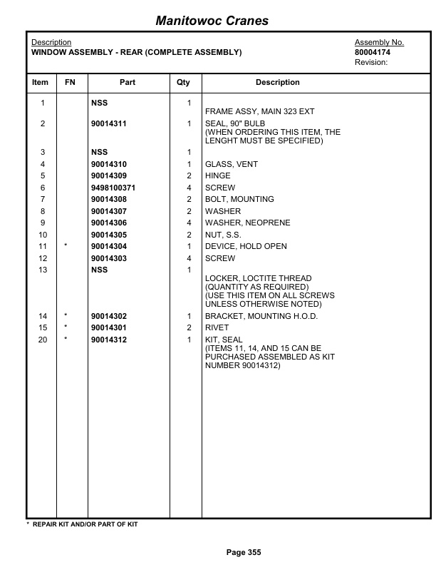 Grove RT890E Crane Parts Manual 233917 2013-2