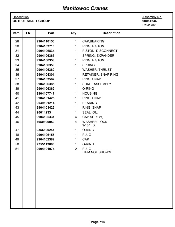 Grove RT890E Crane Parts Manual 233919 2013-3