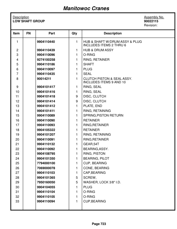 Grove RT890E Crane Parts Manual 234113 2016-3