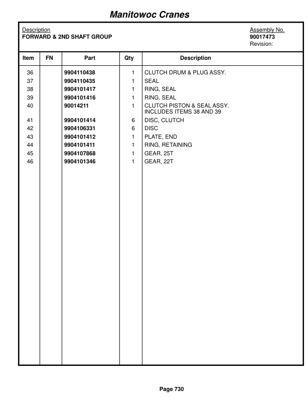 Grove RT890E Crane Parts Manual 235136 2017-3