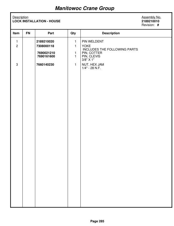Grove RT890E3 Crane Parts Manual 225667 2006 2 Grove RT890E3 Crane Parts Manual 225667 2006-2