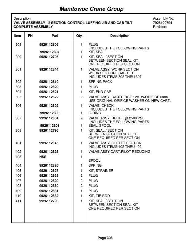 Grove RT890E3 Crane Parts Manual 226855 2007-2