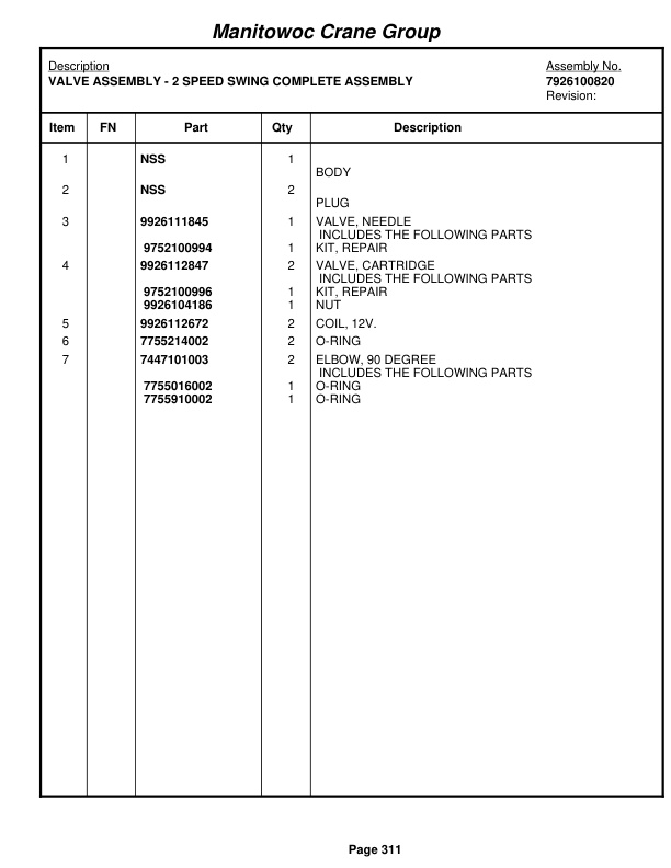 Grove RT890E3 Crane Parts Manual 226997 2007 2 Grove RT890E3 Crane Parts Manual 226997 2007-2
