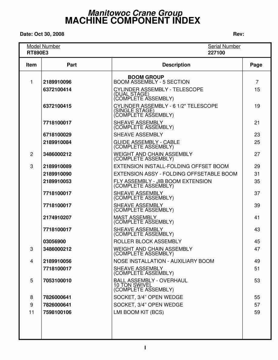 Grove RT890E3 Crane Parts Manual 227100 2008