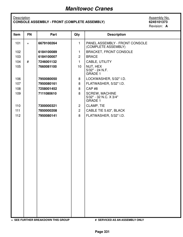 Grove RT890E3 Crane Parts Manual 228325 2014-2