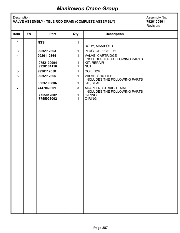 Grove RT890E3 Crane Parts Manual 229728 2008-2