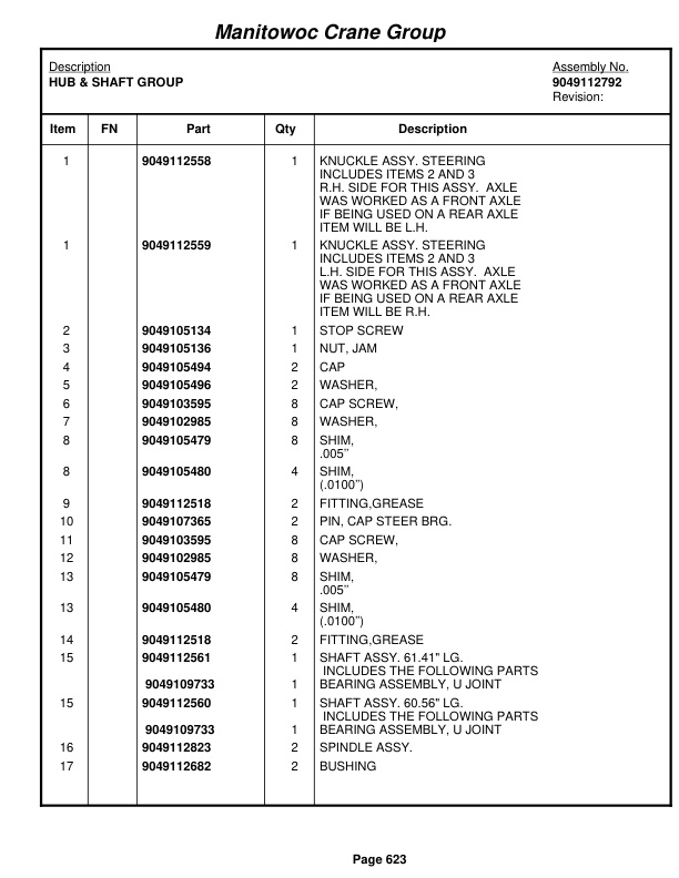 Grove RT890E3 Crane Parts Manual 229887 2008-3
