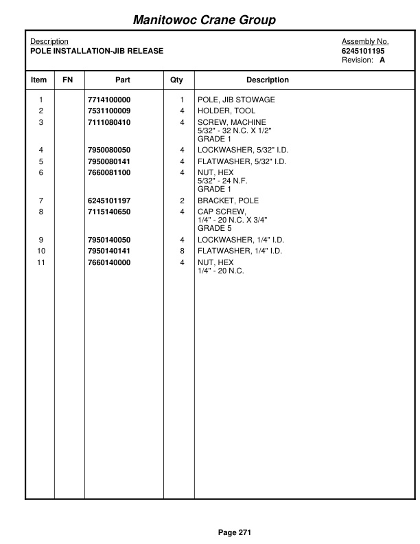 Grove RT890E3 Crane Parts Manual 229891 2008 2 Grove RT890E3 Crane Parts Manual 229891 2008-2