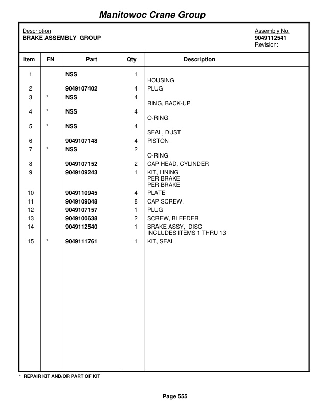 Grove RT890E3 Crane Parts Manual 229891 2008 3 Grove RT890E3 Crane Parts Manual 229891 2008-3