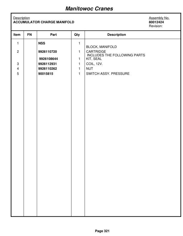 Grove RT890E3 Crane Parts Manual 230771 2009-2
