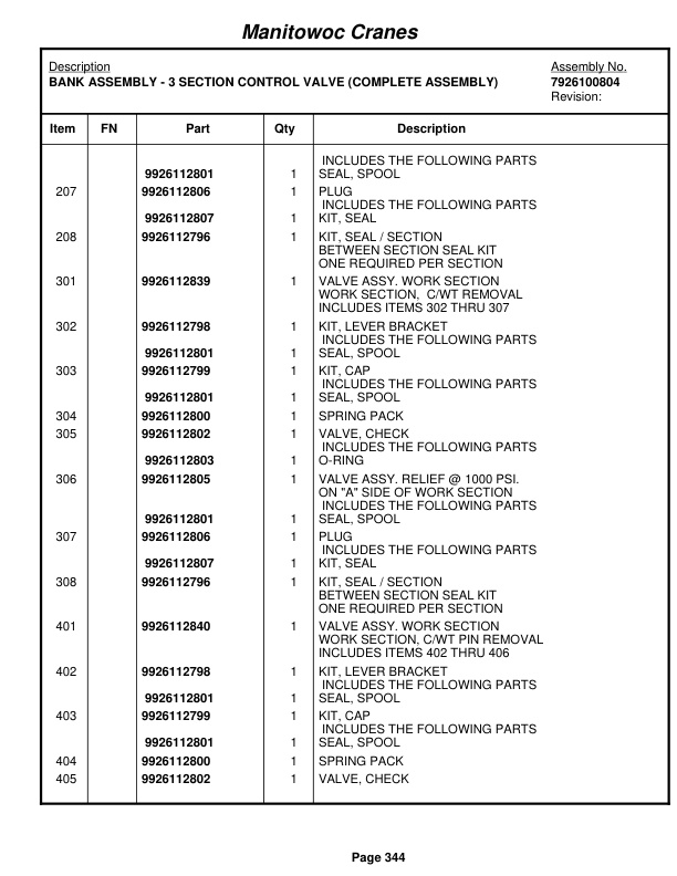 Grove RT890E3 Crane Parts Manual 230871 2009-2