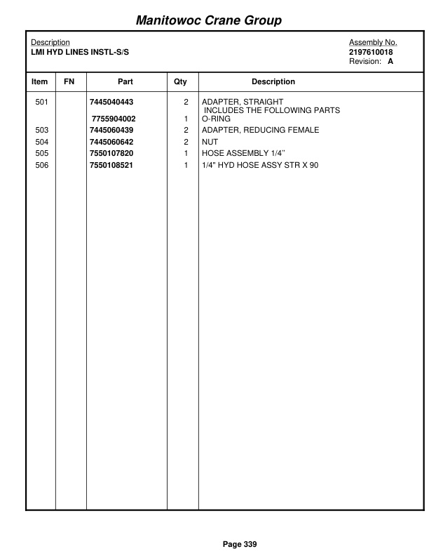 Grove RT9000E Crane Parts Manual 224674 2005-2