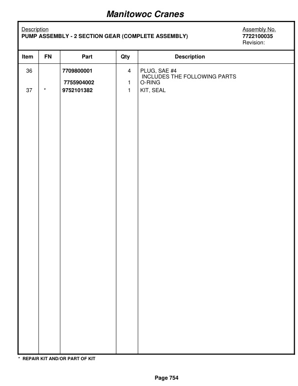 Grove RT9000E Crane Parts Manual 228117 2011 3 Grove RT9000E Crane Parts Manual 228117 2011-3