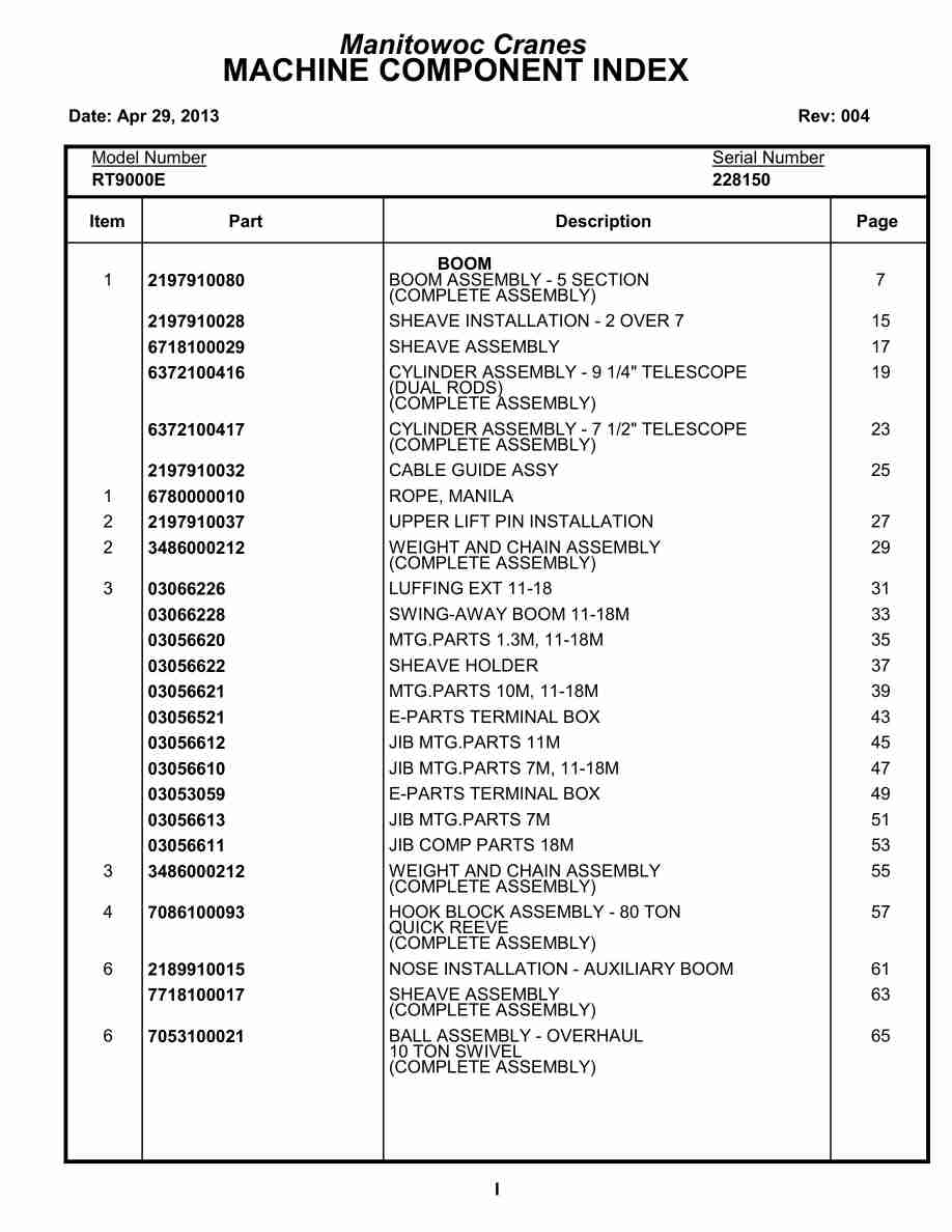 Grove RT9000E Crane Parts Manual 228150 2013