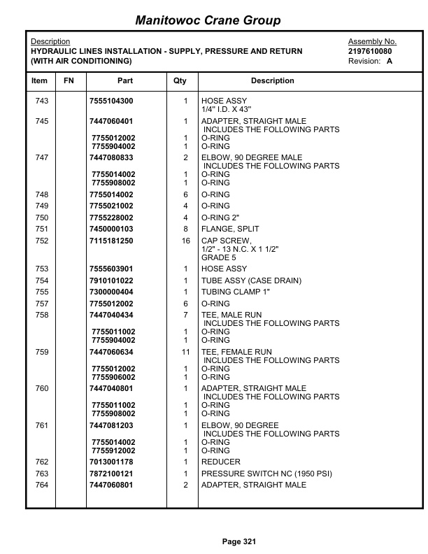 Grove RT9000E Crane Parts Manual 228163 2008-2