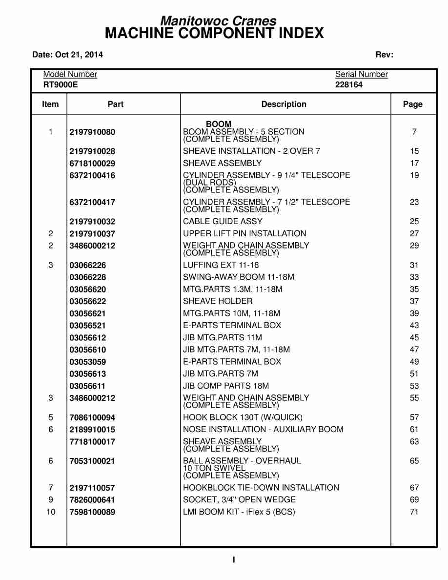 Grove RT9000E Crane Parts Manual 228164 2014