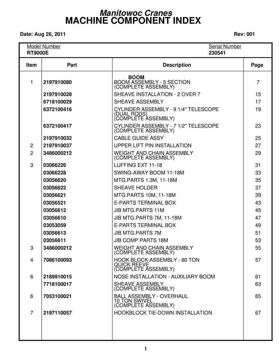 Grove RT9000E Crane Parts Manual 230541 2011