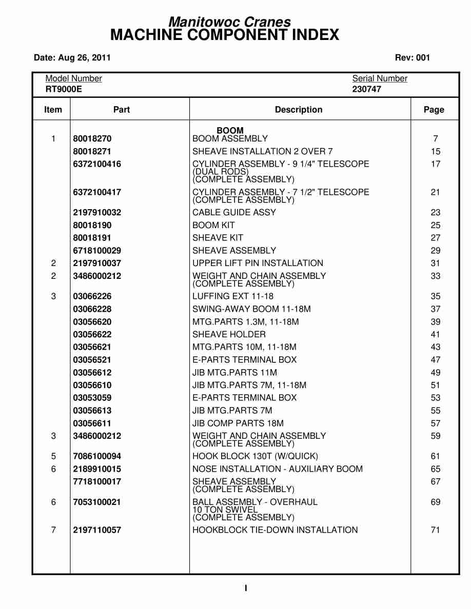 Grove RT9000E Crane Parts Manual 230747 2011