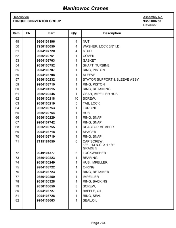 Grove RT9000E Crane Parts Manual 230764 2012-3