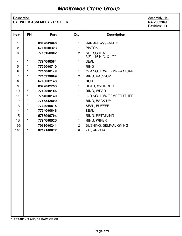 Grove RT9100 Crane Parts Manual 82319 2007 3 Grove RT9100 Crane Parts Manual 82319 2007-3