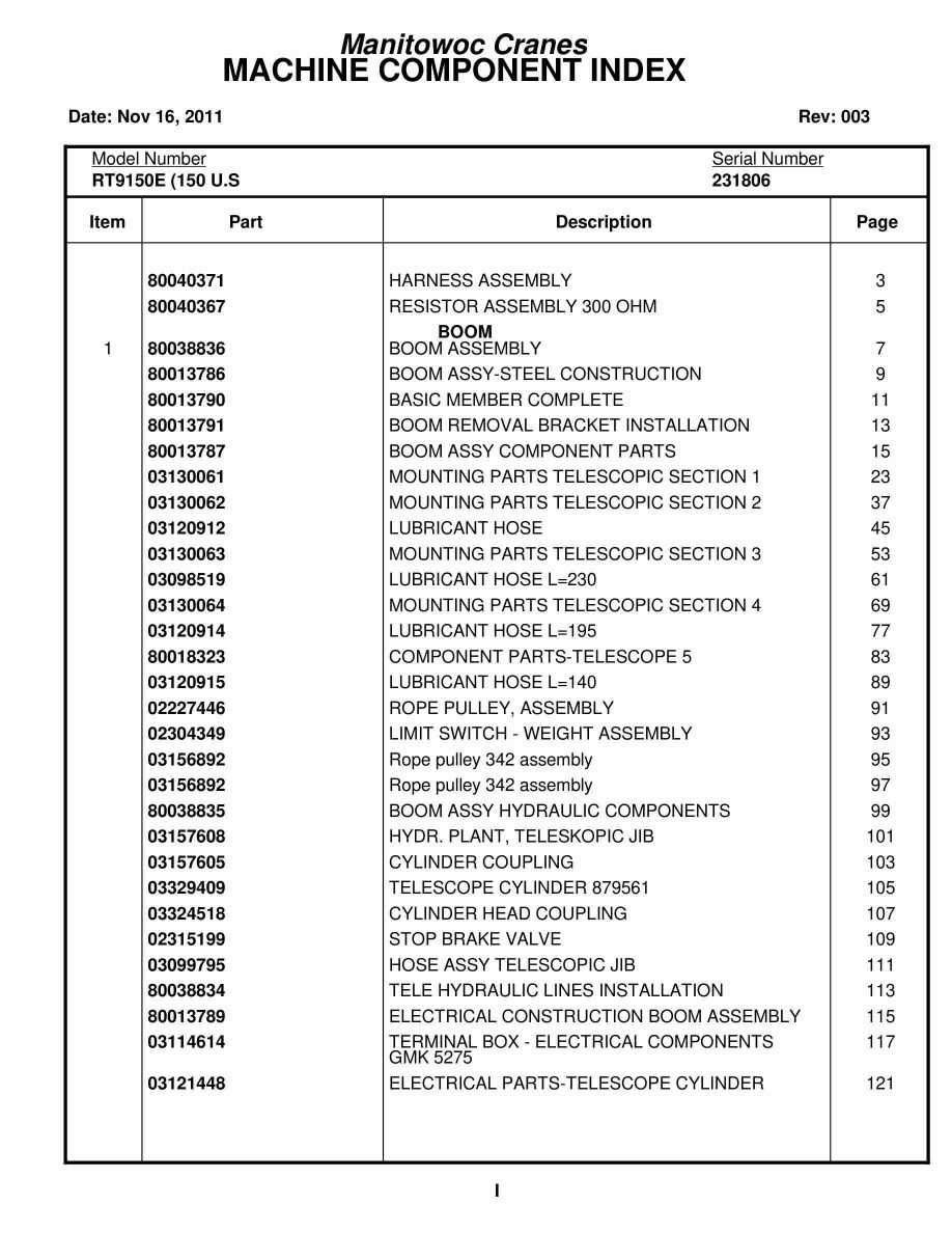 Grove RT9150E Crane Parts Manual 231806 2011